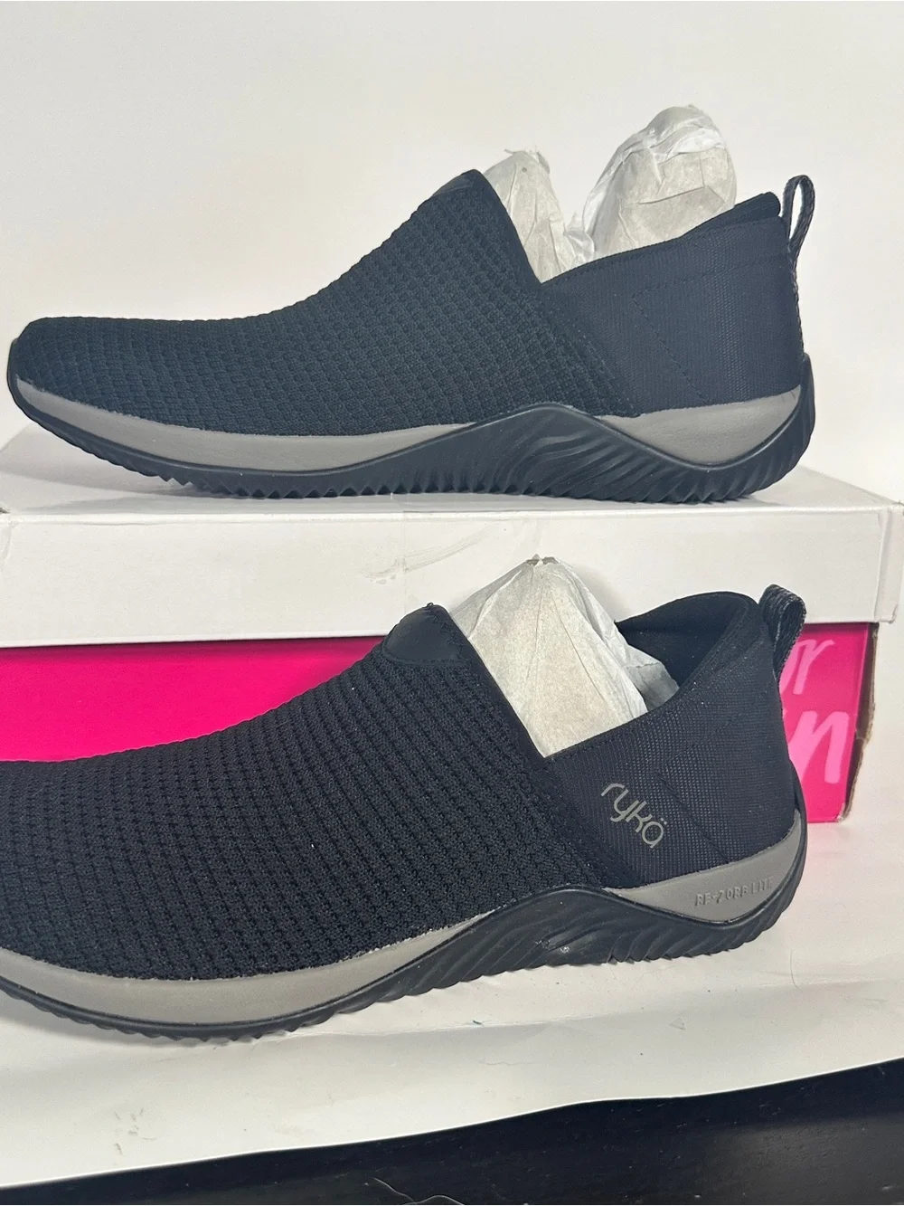 New in Box 9.5 Ryka Black Knit Slip-On Sneakers - Picture 3 of 4